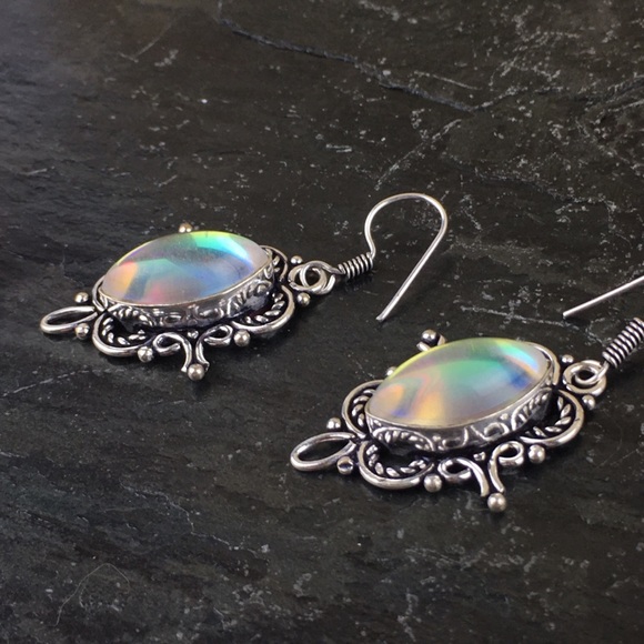 Sim Rainbow Topaz Hook Dangle Earrings - Picture 9 of 10